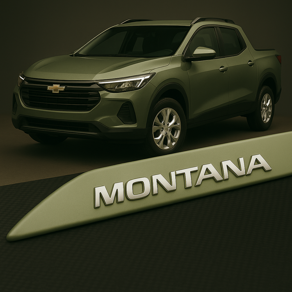Frisos Laterais Chevrolet MONTANA 2023 a 2025 – Modelo Ponta Facão em Todas as Cores