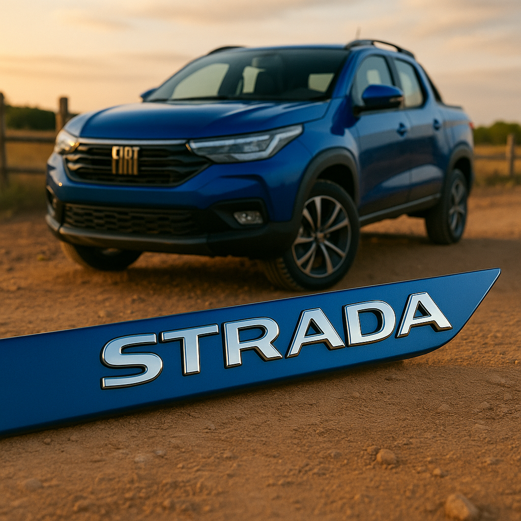 Frisos Laterais Fiat STRADA Cabine Dupla 2020 a 2025 – Modelo Ponta Facão em Todas as Cores