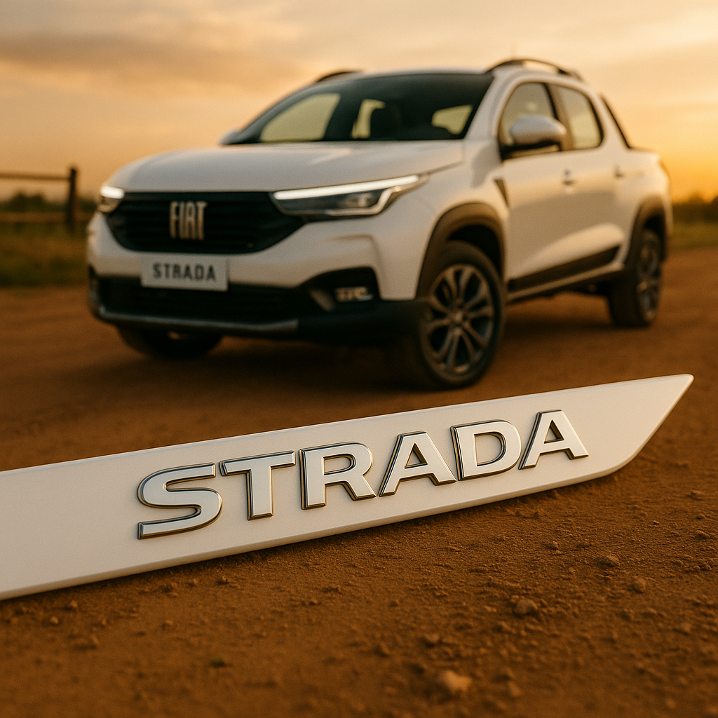 Frisos Laterais Fiat STRADA Cabine Dupla 2020 a 2025 – Modelo Ponta Facão em Todas as Cores