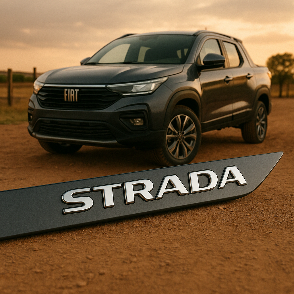 Frisos Laterais Fiat STRADA Cabine Dupla 2020 a 2025 – Modelo Ponta Facão em Todas as Cores