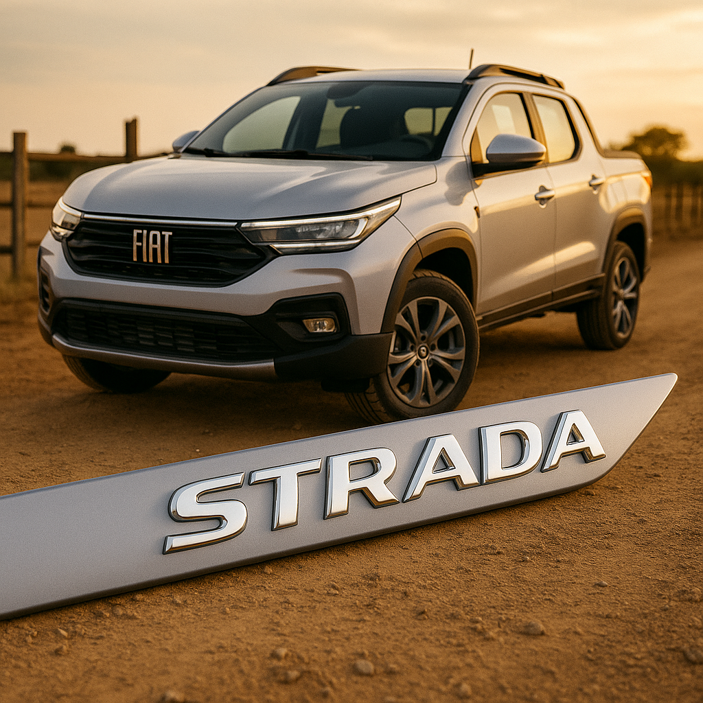 Frisos Laterais Fiat STRADA Cabine Dupla 2020 a 2025 – Modelo Ponta Facão em Todas as Cores
