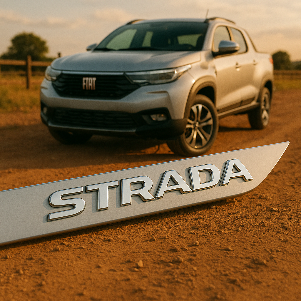 Frisos Laterais Fiat STRADA Cabine Dupla 2020 a 2025 – Modelo Ponta Facão em Todas as Cores
