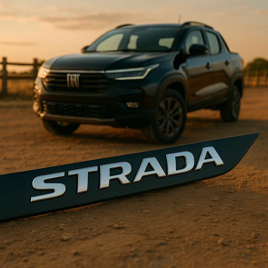 Frisos Laterais Fiat STRADA Cabine Dupla 2020 a 2025 – Modelo Ponta Facão em Todas as Cores