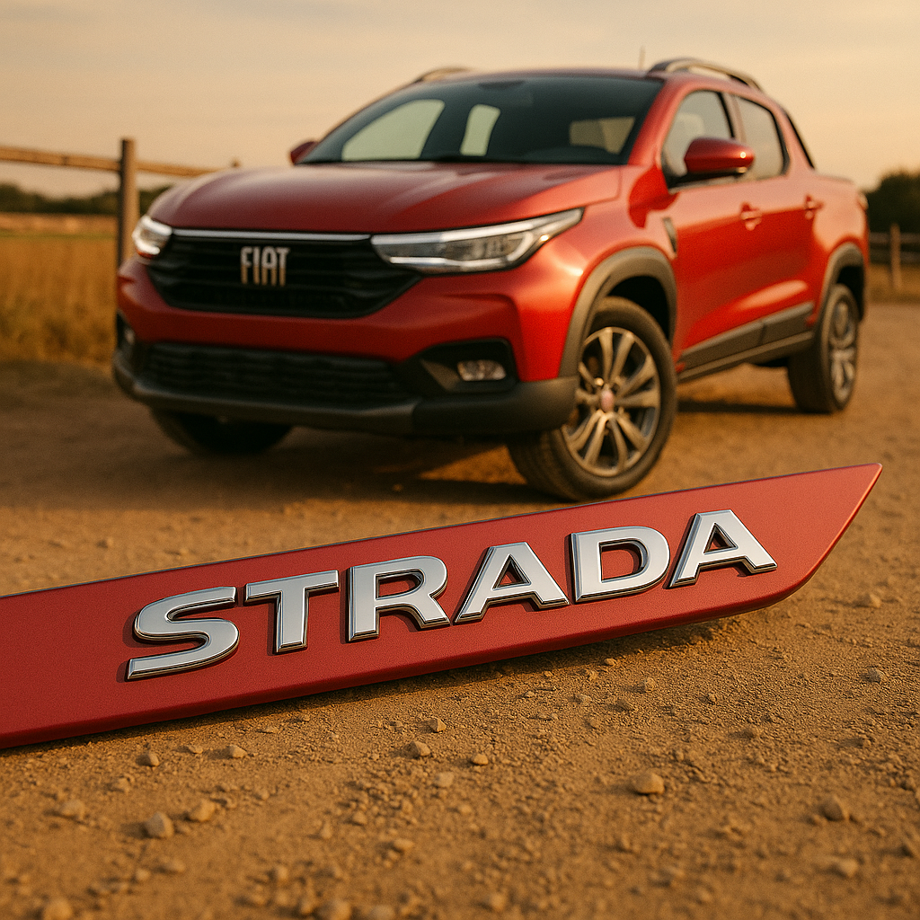 Frisos Laterais Fiat STRADA Cabine Dupla 2020 a 2025 – Modelo Ponta Facão em Todas as Cores