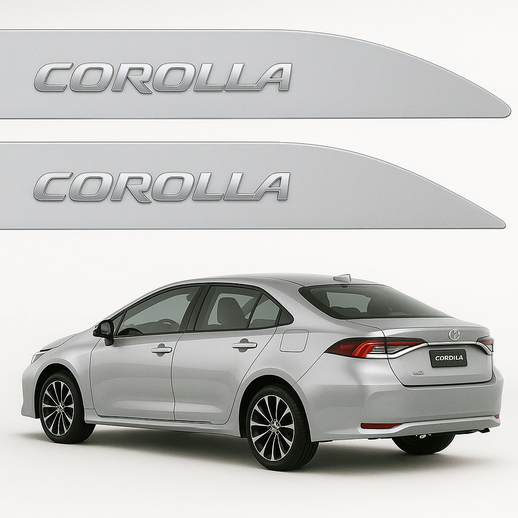 Frisos Laterais Toyota Corolla 2020 a 2025 – Modelo Ponta Facão em Todas as Cores