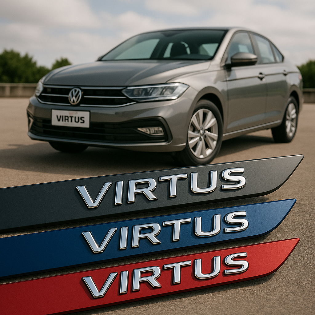 Frisos Laterais Volkswagen VIRTUS 2018 a 2025 – Modelo Ponta Facão em Todas as Cores