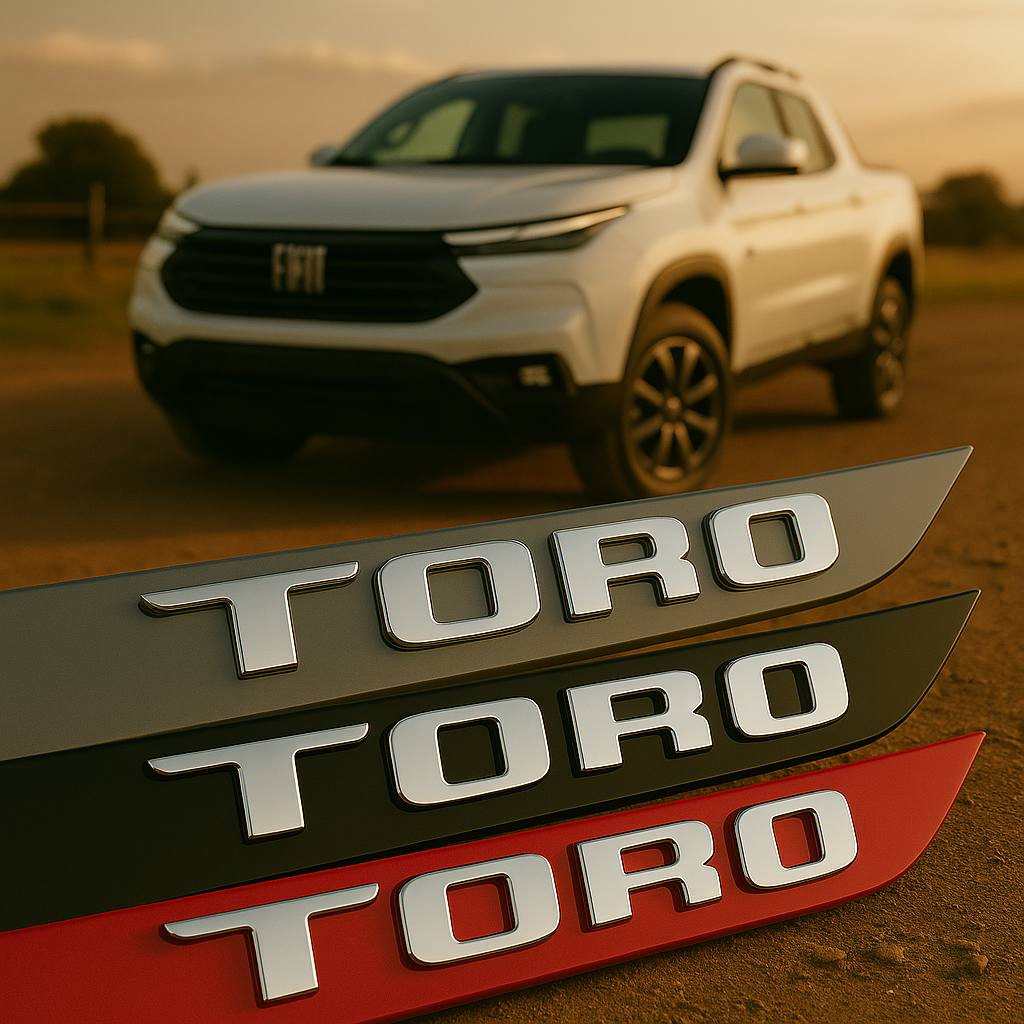 Frisos Laterais Fiat TORO 2016 a 2025 – Modelo Ponta Facão em Todas as Cores