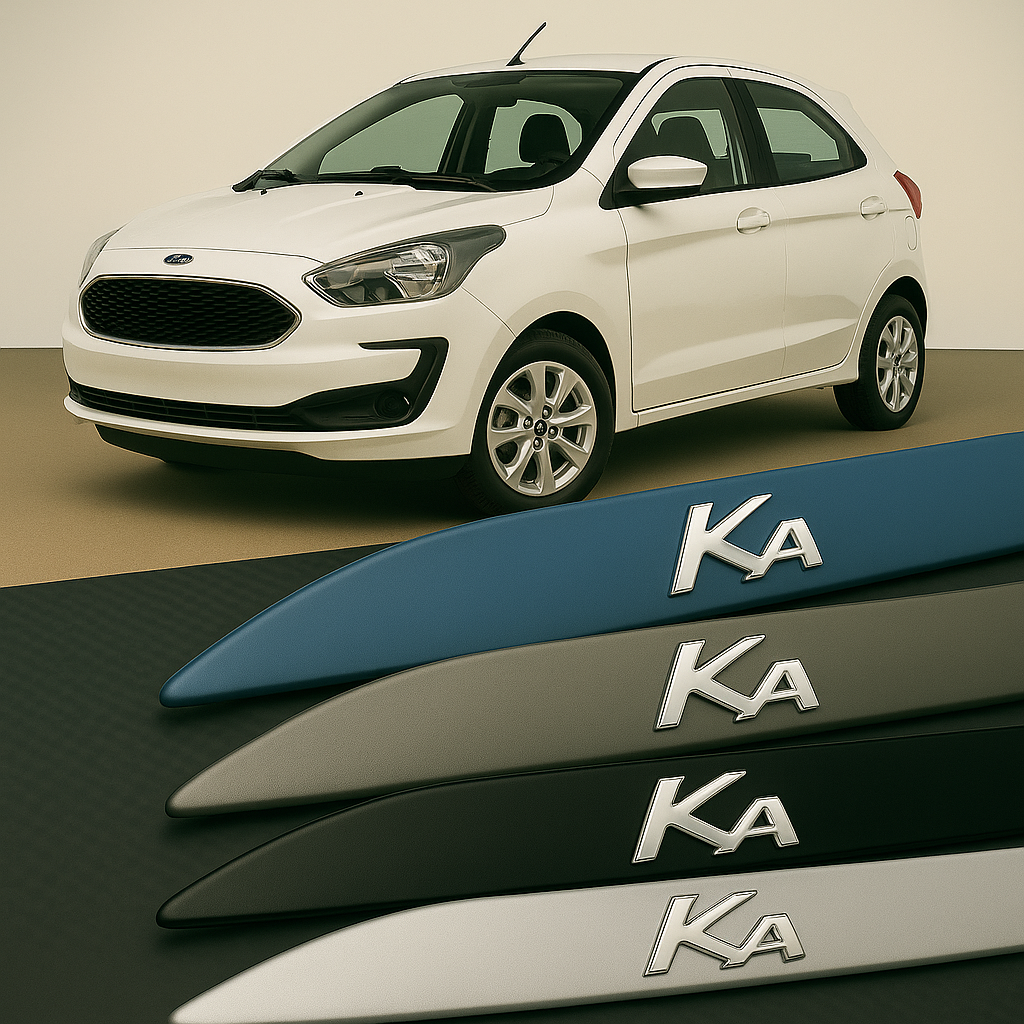 Frisos Laterais Ford KA 2014 a 2021 – Modelo Ponta Facão em Todas as Cores