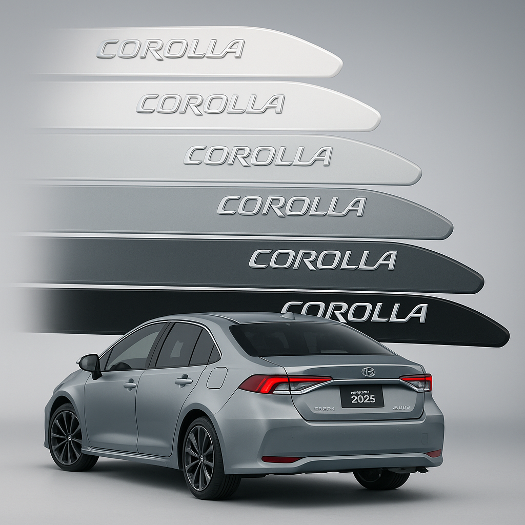 Frisos Laterais Toyota Corolla  2020 a 2025 – Modelo Ponta Facão em Todas as Cores