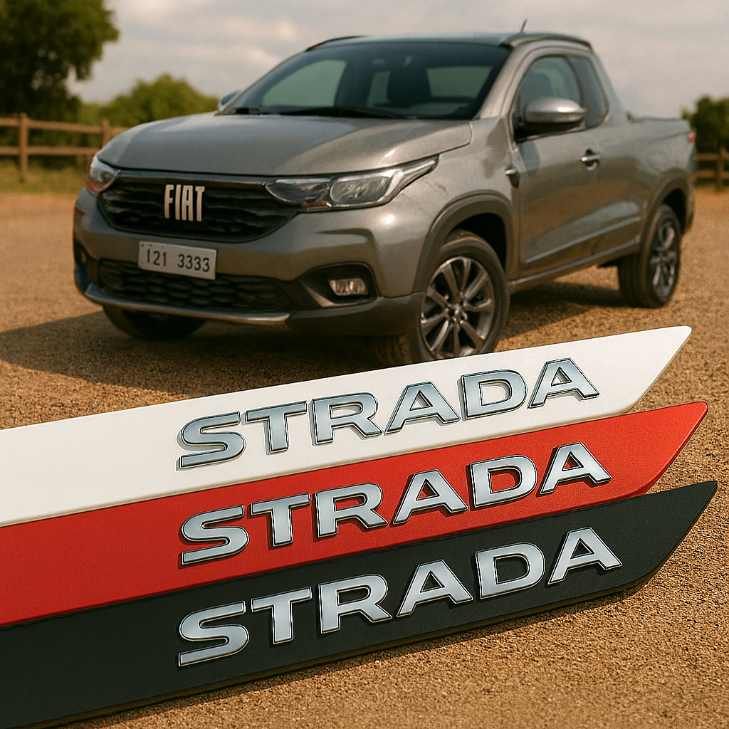 Frisos Laterais Fiat STRADA Cabine Simples 2020 a 2025 – Modelo Ponta Facão em Todas as Cores
