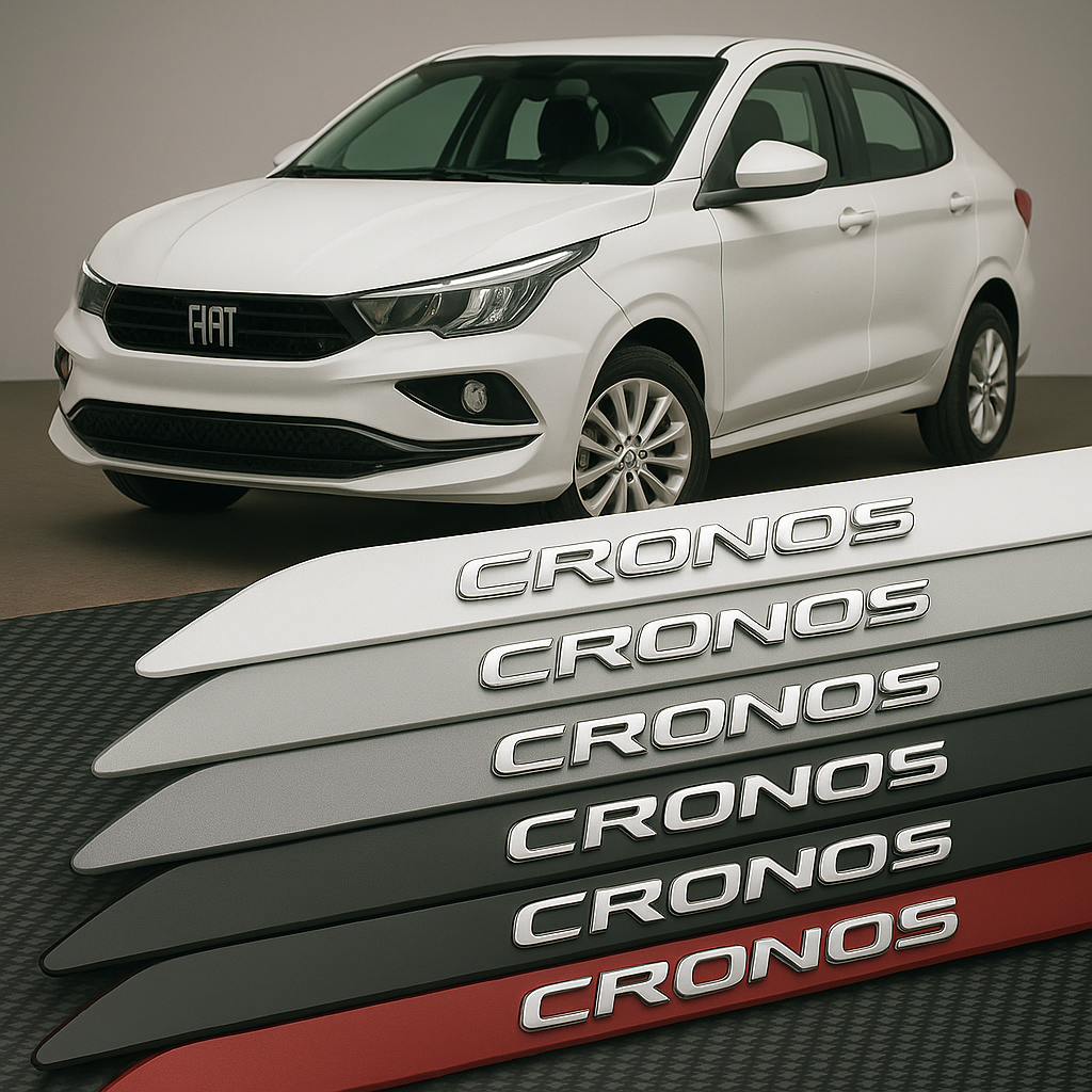 Frisos Laterais Fiat CRONOS 2018 a 2025 – Modelo Ponta Facão em Todas as Cores